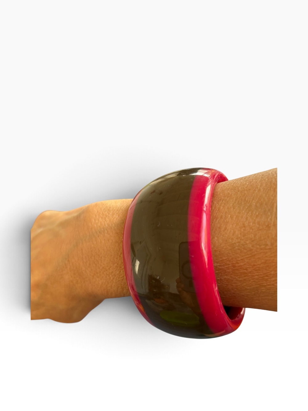 Retro Chunky Brown and Pink Bangle Bracelet